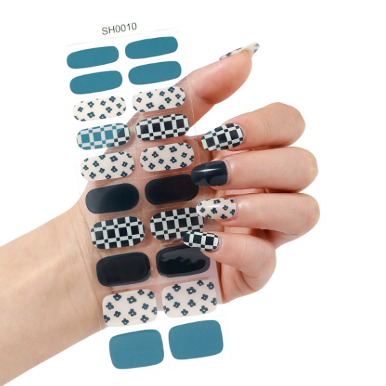 Unhas Azul Geométrico