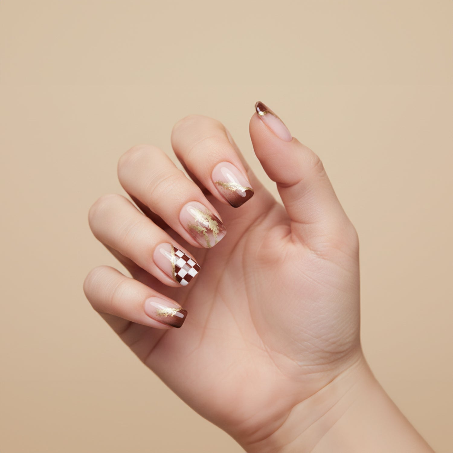 Unhas Postiças Mocha Gold